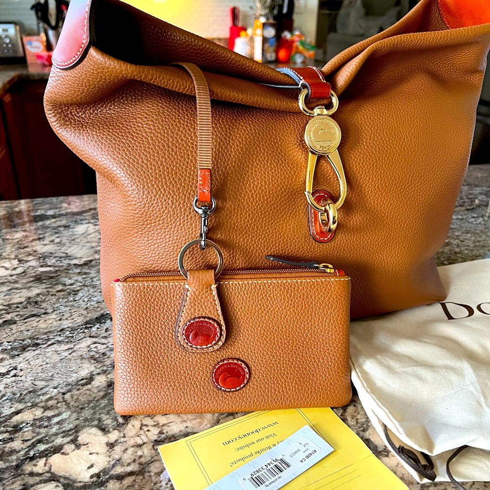 Dooney and Bourke Tan and Amber color Hobo Loc Satchel, 3 pieces - Picture 11 of 11
